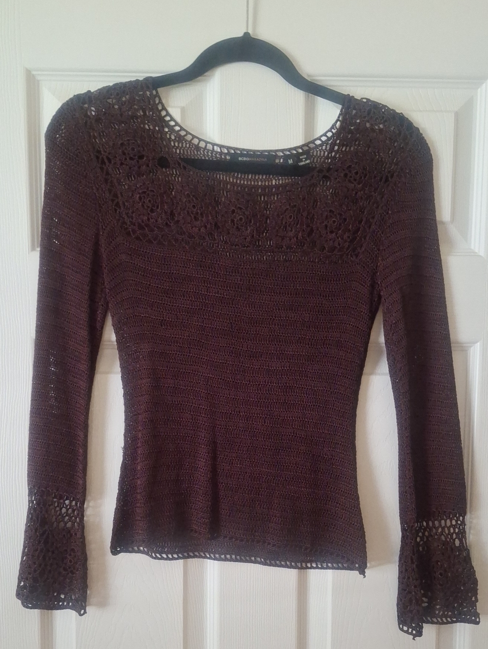 BCBGMaxAzria Deep Brown Open-Knit Top